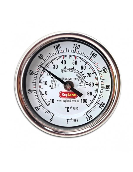 Bi-Metal 3 Inch Dial Weldless Thermometer - Long Stem 132mm