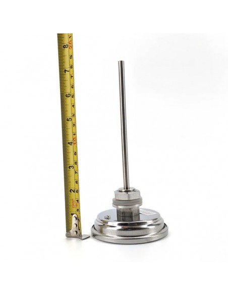 Bi-Metal 3 Inch Dial Weldless Thermometer - Long Stem 132mm